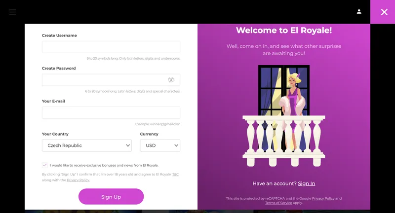 El Royal Casino Registrace